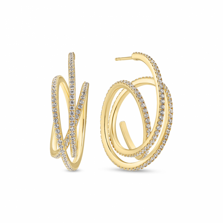 Spirale Grande Örhängen Guld i gruppen Örhängen / Guldörhängen hos SCANDINAVIAN JEWELRY DESIGN (SJ-E2591-CZ-YG)