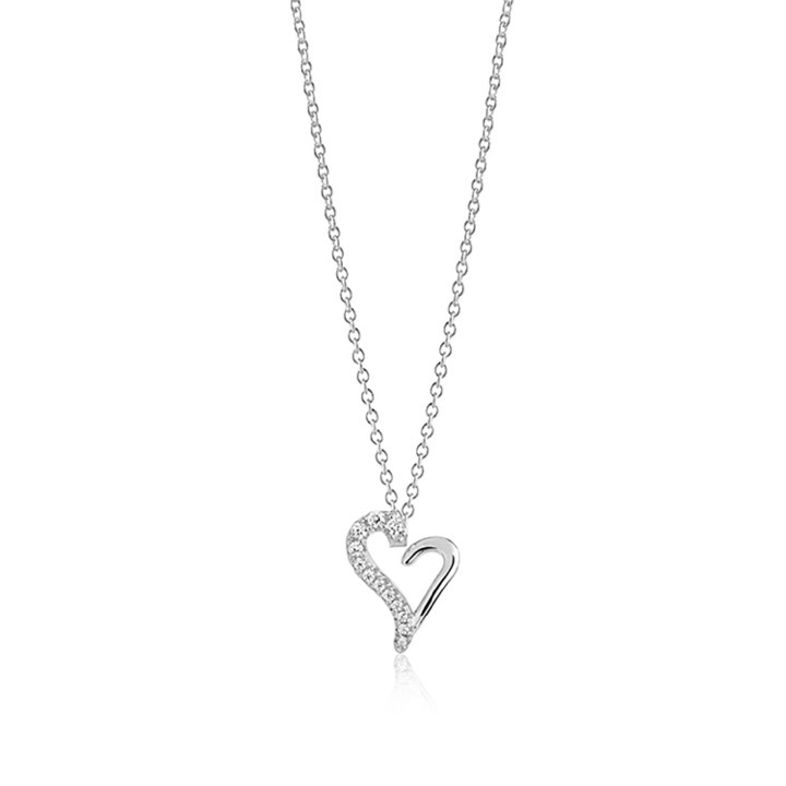 VALENTINE NECKALCE vita Zirkoner (silver)