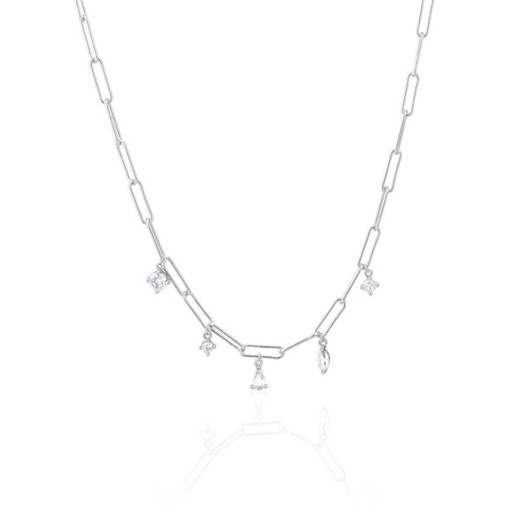 RIMINI halsband Vita Zirkonia (silver) i gruppen Halsband / Silverhalsband hos SCANDINAVIAN JEWELRY DESIGN (SJ-N22122-CZ-SS)