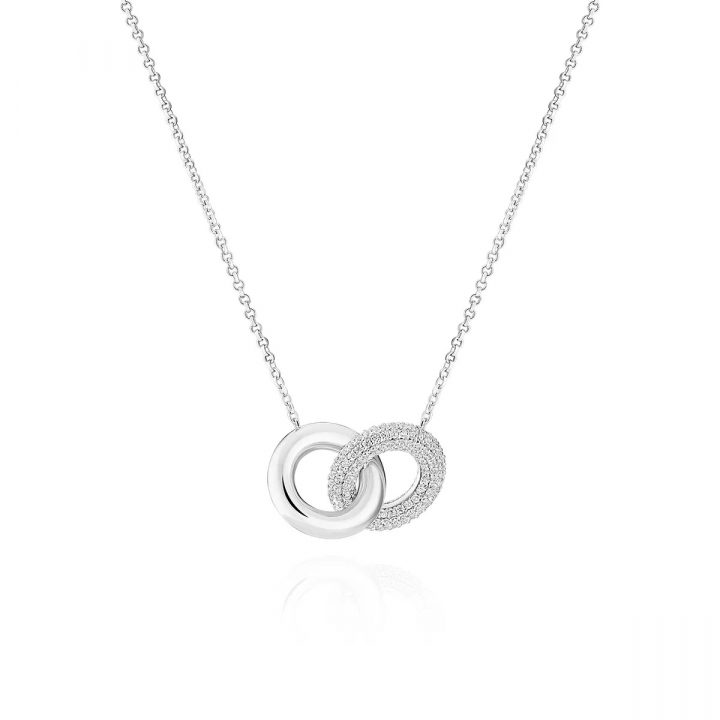 CARRARA DUE PICCOLO Halsband Silver i gruppen Halsband / Silverhalsband hos SCANDINAVIAN JEWELRY DESIGN (SJ-N2477-CZ)