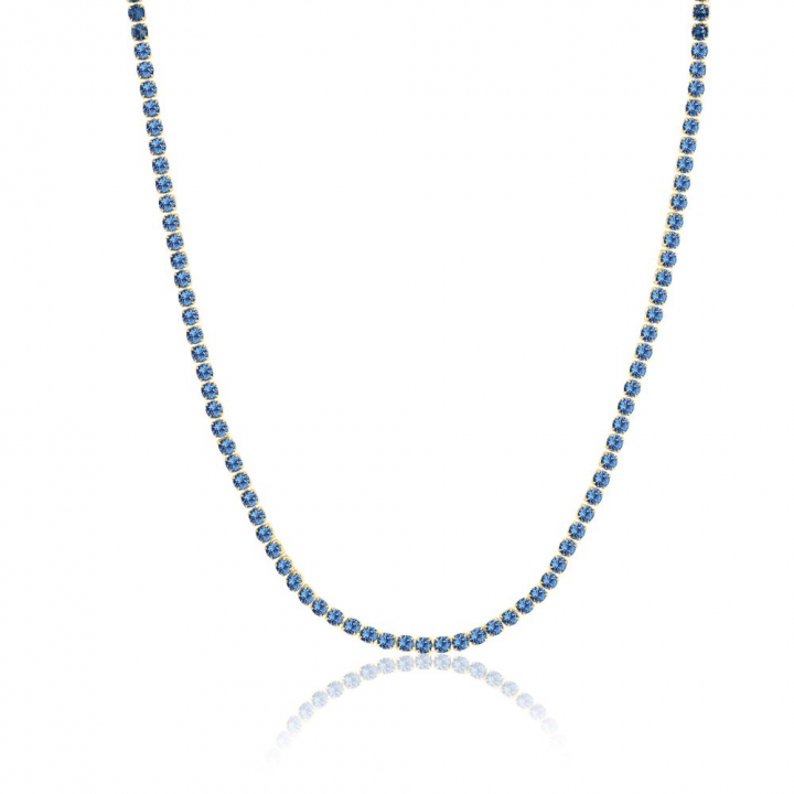 Ellera Grande - 18k guldpläterad, med blåa zirkoner Halsband i gruppen Halsband / Guldhalsband hos SCANDINAVIAN JEWELRY DESIGN (SJ-N2872-BLCZ-YG-38)