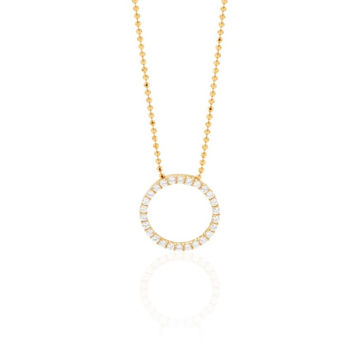 BIELLA halsband vita Zirkoner (guld) i gruppen Halsband / Guldhalsband hos SCANDINAVIAN JEWELRY DESIGN (SJ-P3120-CZYG)