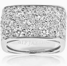 NOVARA QUADRATO ring vita Zirkoner (silver) i gruppen Ringar / Silverringar hos SCANDINAVIAN JEWELRY DESIGN (SJ-R1060-CZ)