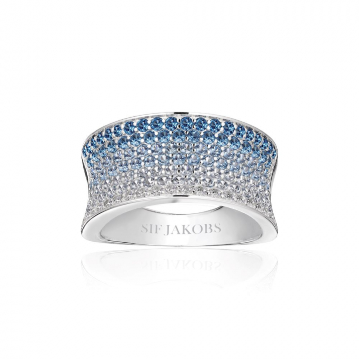 Feline Concavo - med zirkoner i blå och vit gradient Ring i gruppen Ringar / Silverringar hos SCANDINAVIAN JEWELRY DESIGN (SJ-R2393-GBL)