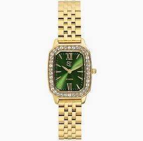 LUCIANA WATCH GULD/GRÖN i gruppen Accessoarer / Klockor hos SCANDINAVIAN JEWELRY DESIGN (SJ-W2743-CZ-YG)