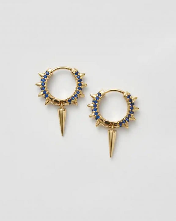 Maria Signuature Hoop Blå Guld i gruppen Örhängen / Guldörhängen hos SCANDINAVIAN JEWELRY DESIGN (SW-MSH-G-B)