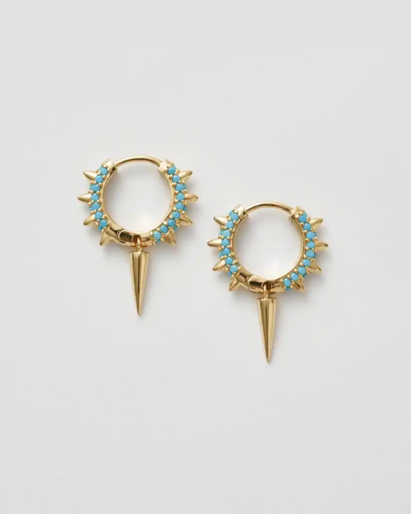 Maria Signuature Hoop Turkos Guld i gruppen Örhängen / Guldörhängen hos SCANDINAVIAN JEWELRY DESIGN (SW-MSH-G-T)