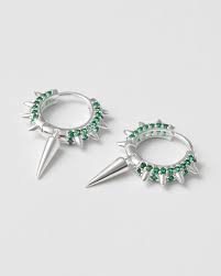 Maria Signuature Hoop Grön Silver i gruppen Örhängen / Silverörhängen hos SCANDINAVIAN JEWELRY DESIGN (SW-MSH-S-GR)