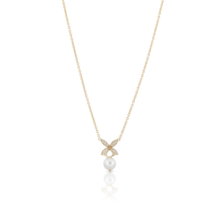 CAROLINA GYNNING Ellipse mini pearl Halsband Guld