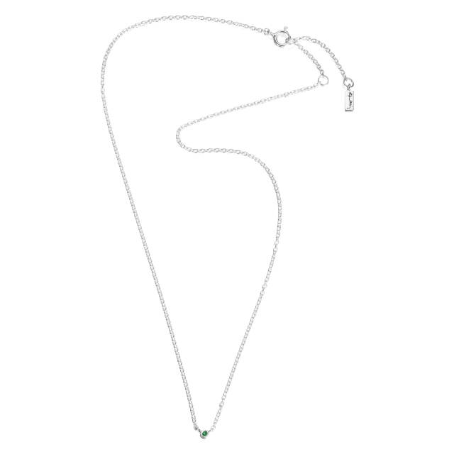 Micro Blink - Green Emerald Halsband Silver 40-45 cm