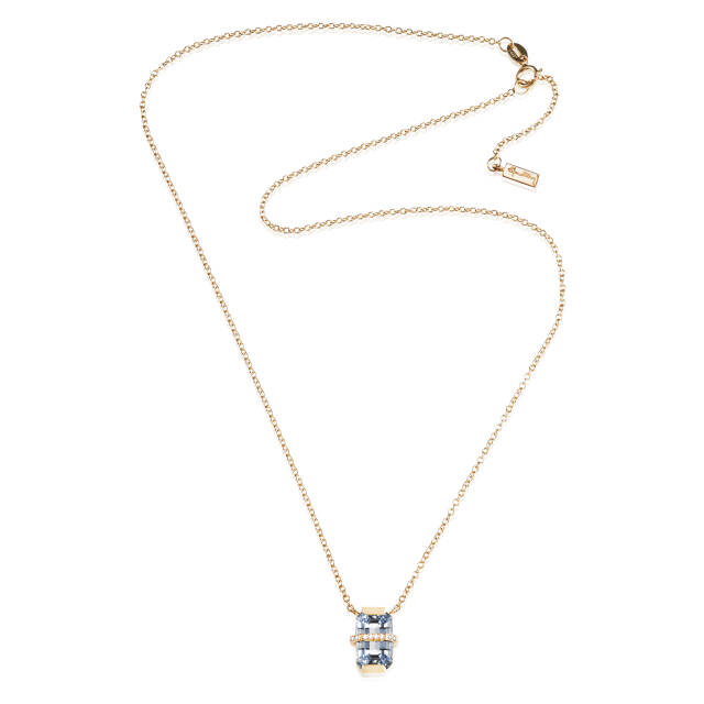 Little Bend Over - Aquamarine Halsband Guld 42-45 cm
