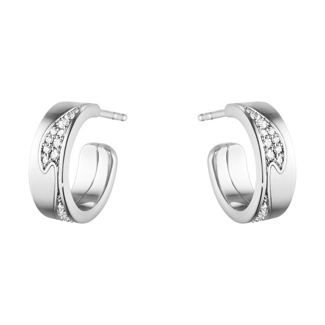 FUSION SMALL Örhänge Vitguld PAVÉ 0.18 CT
