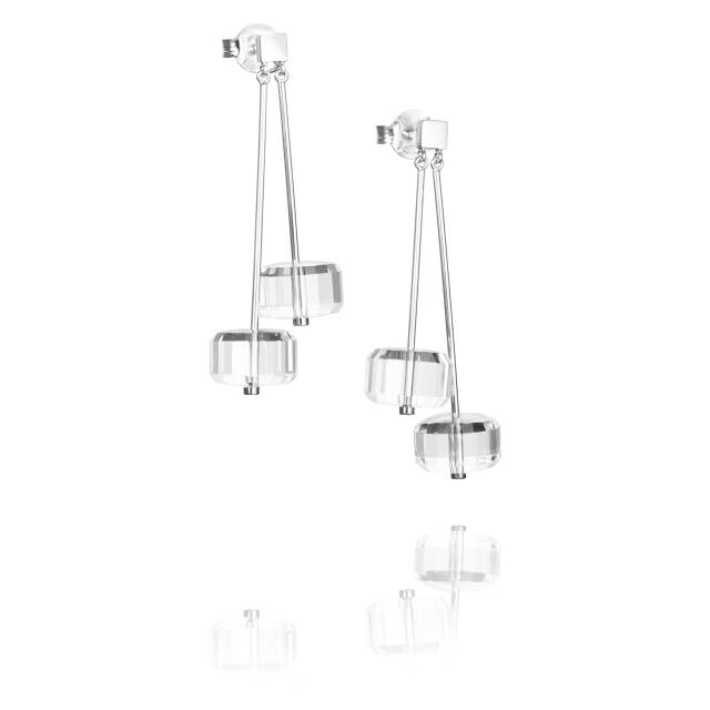 Crystal Disc Örhänge Silver