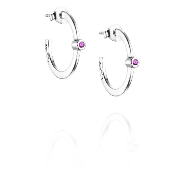 Micro Blink Hoops - Pink Sapphire Örhänge Silver