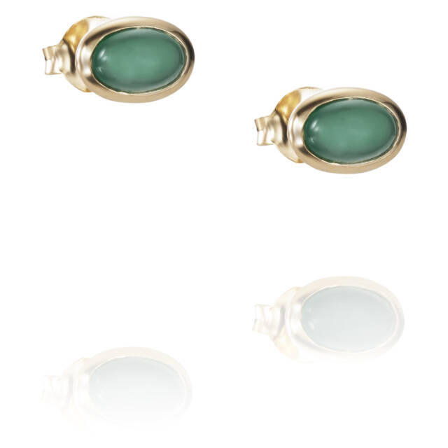Love Bead - Green Agate Örhänge Guld