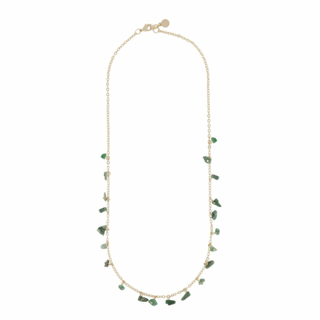 Capri stone charm neck gold green 45 cm