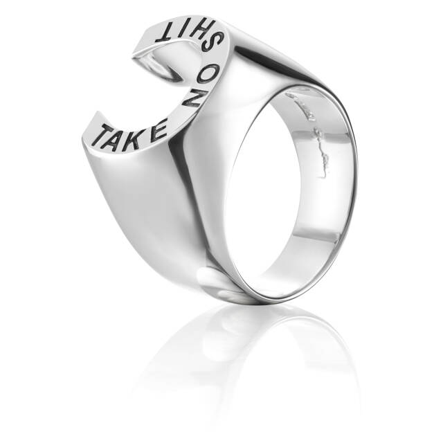Take No Shit Ring Silver
