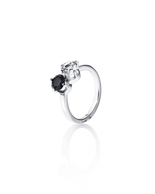 The Storm & I Ring Silver Crystal Quartz/Onyx 
