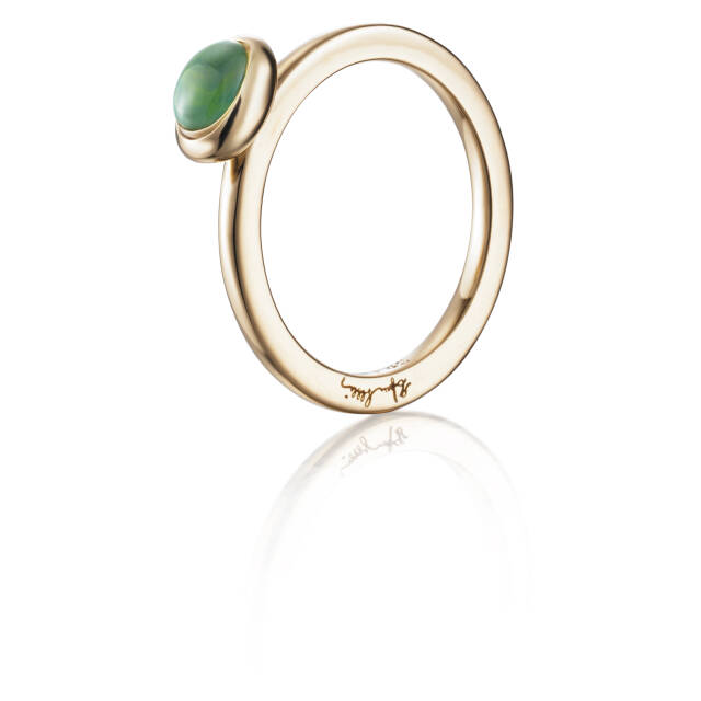 Love Bead - Green Agate Ring Guld