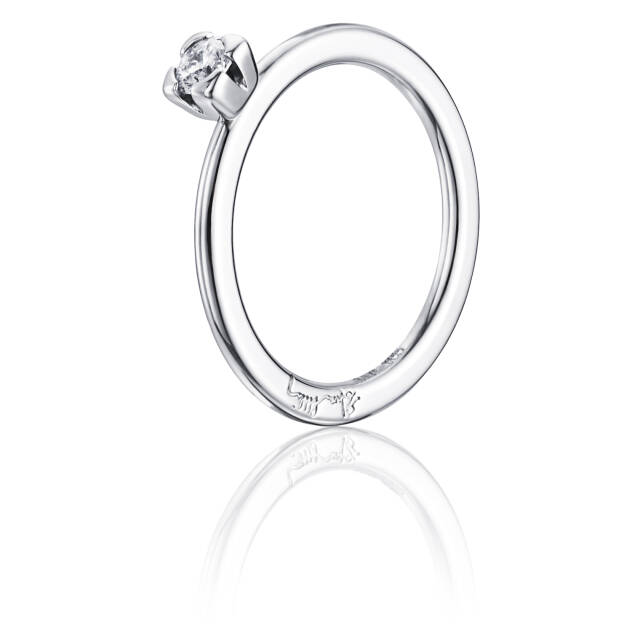 Love Bead Wedding 0.19 ct diamant Ring Vitguld