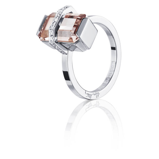 Little Bend Over - Morganite Ring Vitguld