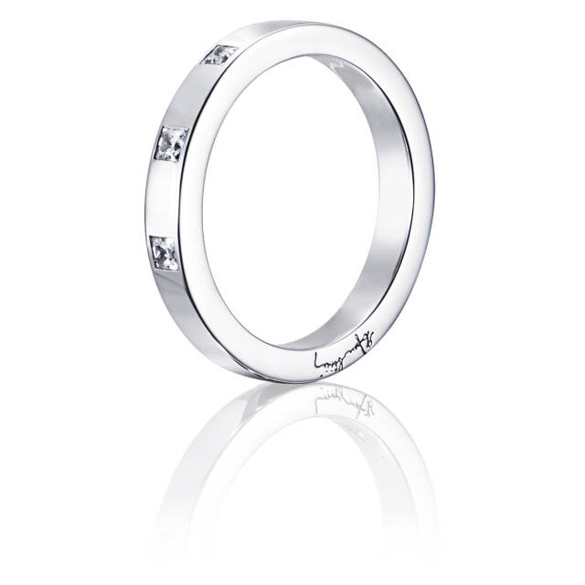 High & I Love You On Top Thin Ring Vitguld