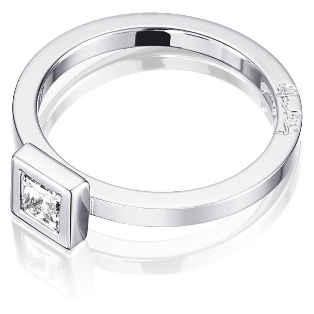 Princess Wedding Thin 0.30 ct diamant Ring Vitguld