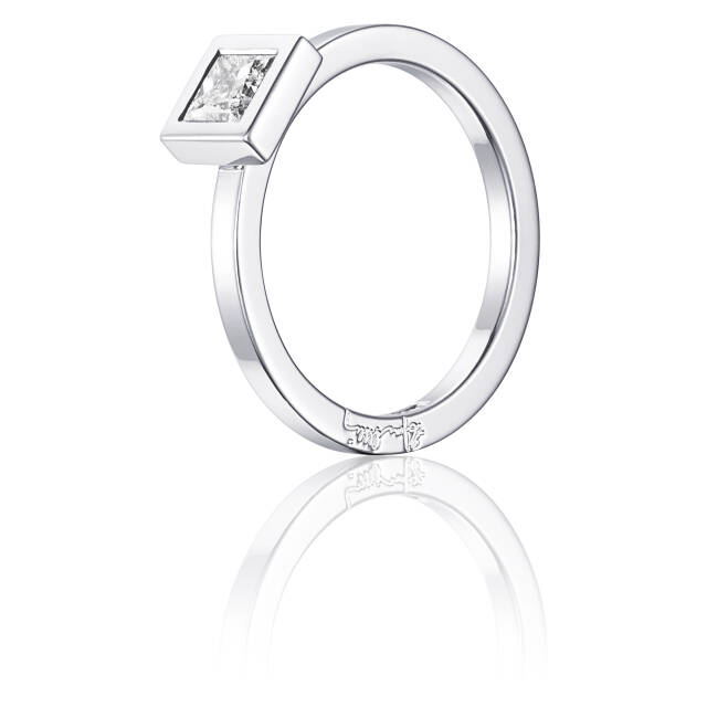 Princess Wedding Thin 0.40 ct diamant Ring Vitguld