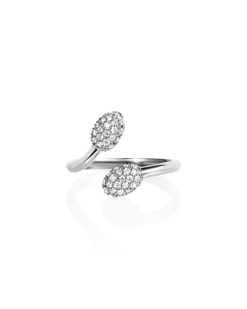 Love Bead & Stars Twin Ring White gold