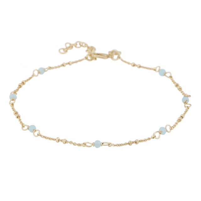 Harper chain anklet Gold light blue