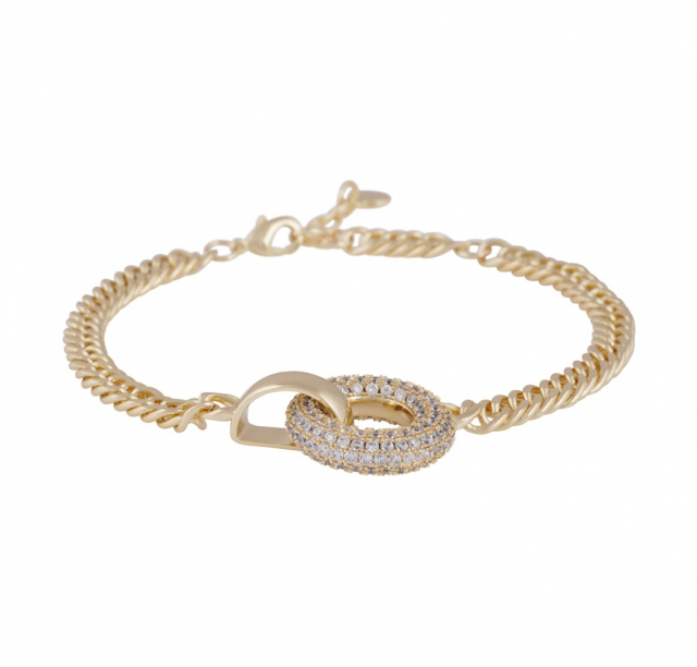 Liz big double ring crystal Armband Guld