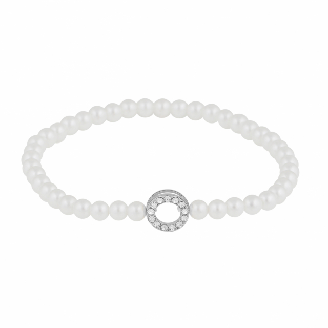 Callie elastic pearl Armband Silver