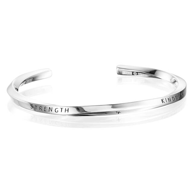 Strength & Kindness Slim Cuff Armband Silver