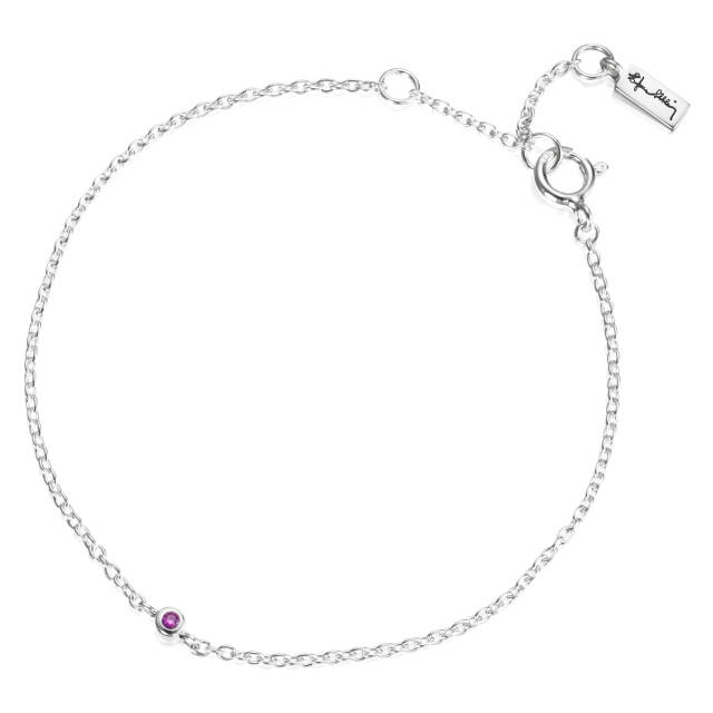 Micro Blink - Pink Sapphire Armband Silver 16-19 cm