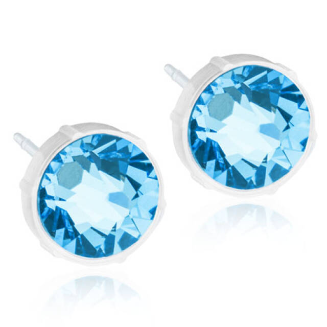 Medical Plastic  6 mm, Aquamarine Örhänge