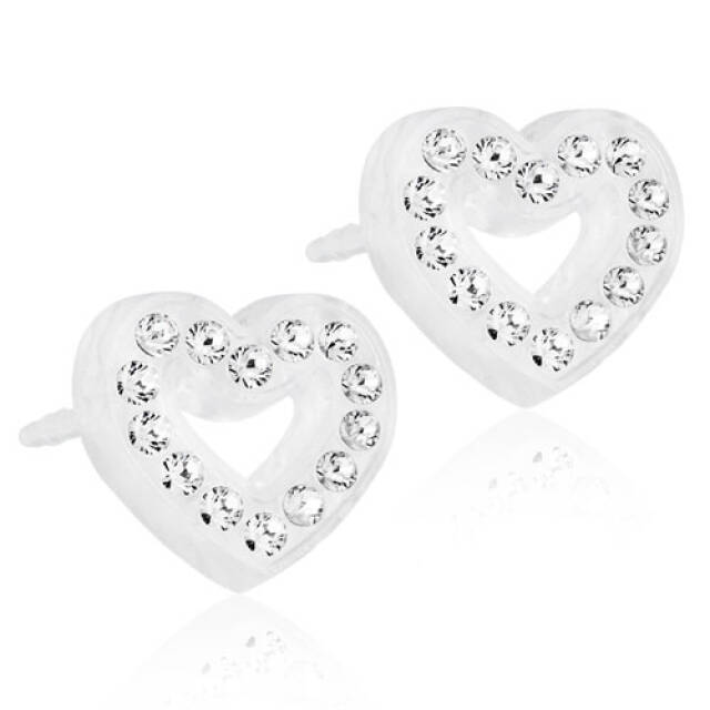 Medical Plastic Brilliance Heart Hollow 10 mm, Crystal Örhänge