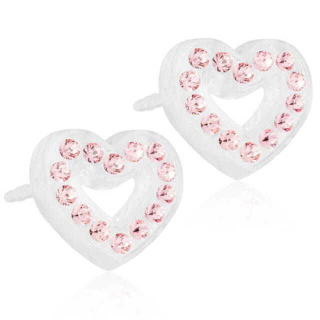 Medical Plastic Brilliance Heart Hollow  10 mm, Light rose Örhänge
