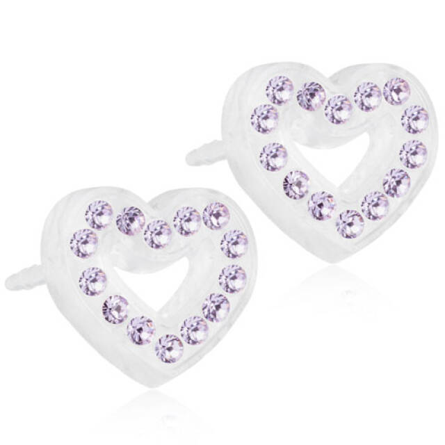 Medical Plastic Brilliance Heart Hollow 10 mm, Violet Örhänge