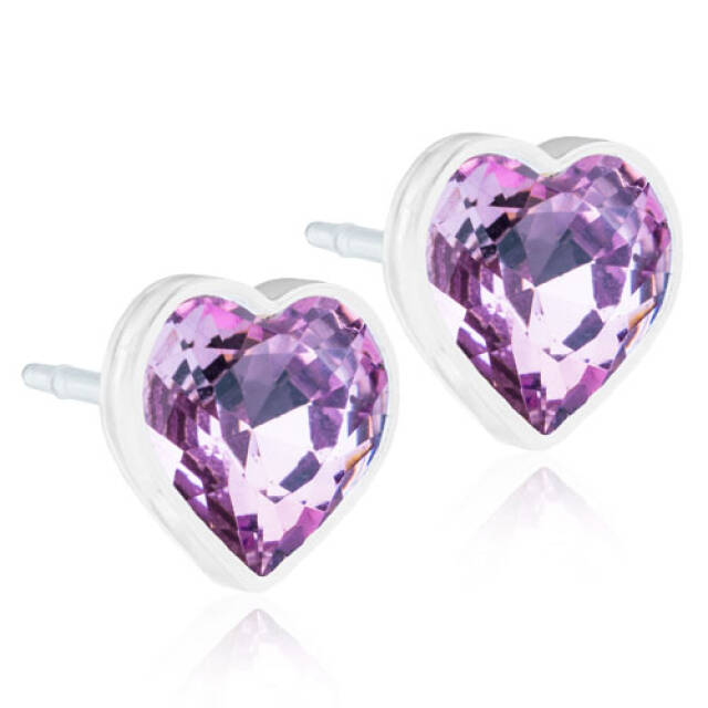 Medical Plastic Heart 6 mm, Light amethyst Örhänge