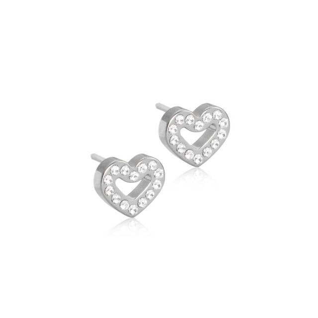 Natural Titanium Brilliance Heart Hollow 8 mm, Crystal Örhänge