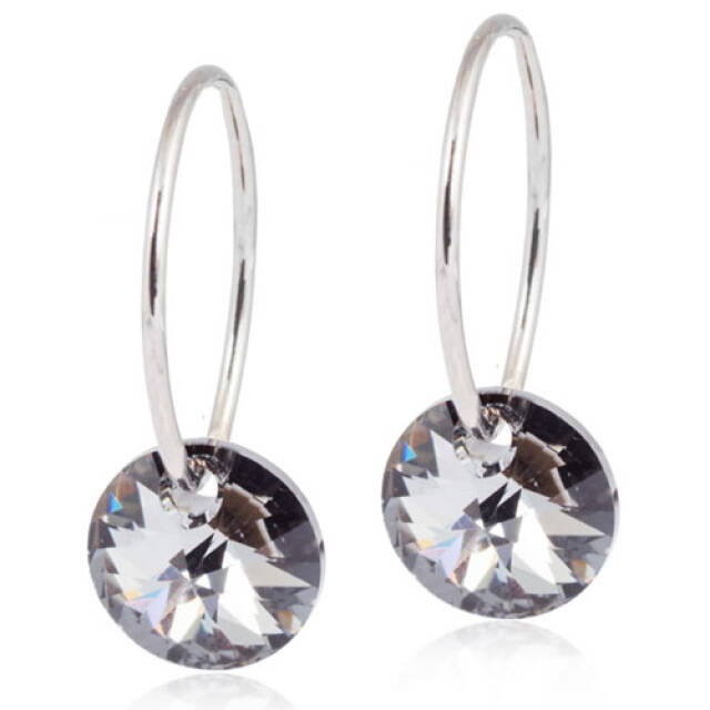 Natural Titanium Round 8 mm, Black diamond Örhänge