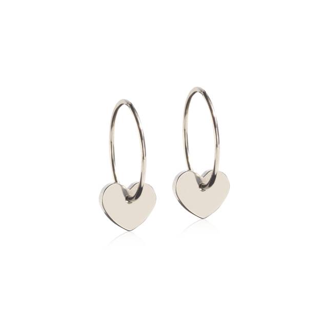 Natural Titanium Ear Ring, Pendant Heart 8 mm Örhänge