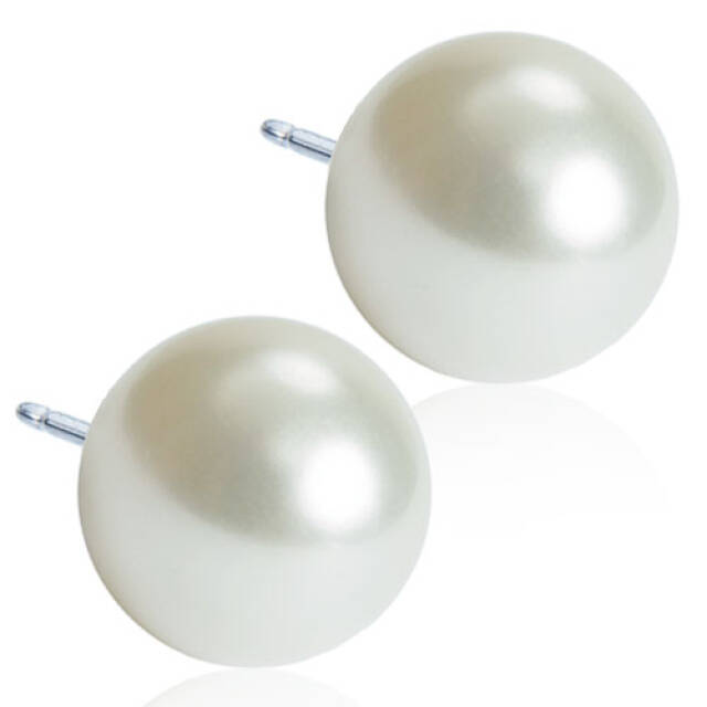 Natural Titanium Pearl 12 mm, White Örhänge