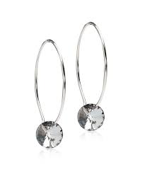 NT Ear Ring 25 mm, Round 8 mm, Black diamond