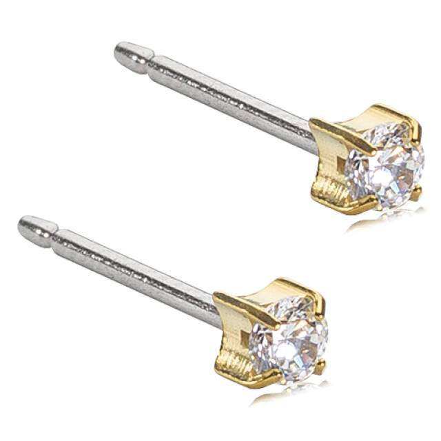 Golden Titanium Tiffany 3 mm, CZ White Örhänge