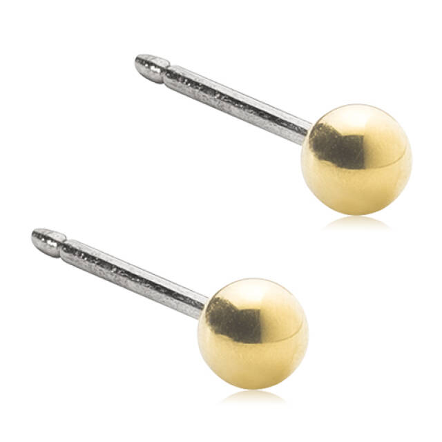 Golden Titanium Ball 3 mm Örhänge