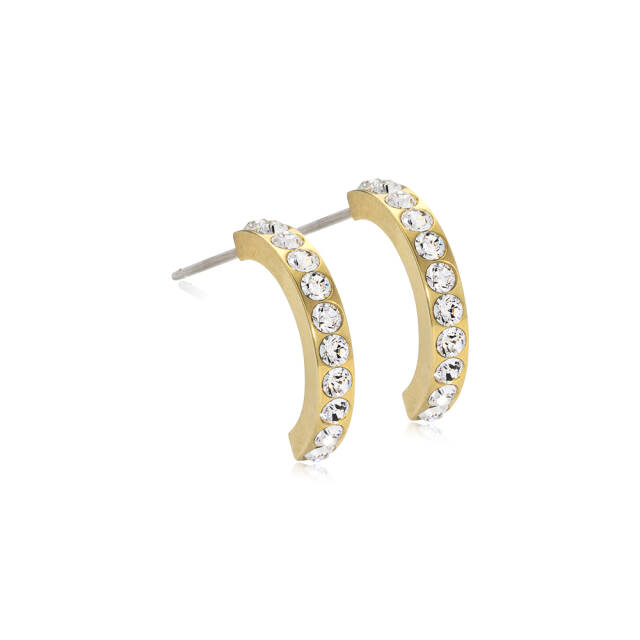 Golden Titanium Pendant Brilliance Curved 15 mm, Crystal Örhänge