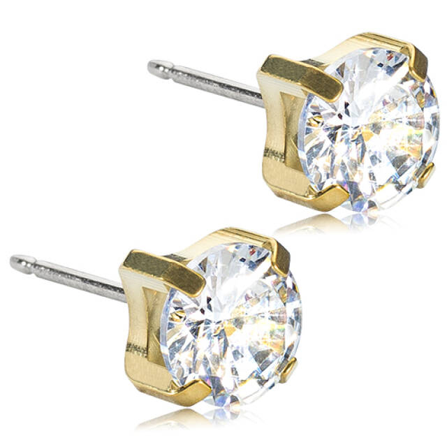 Golden Titanium Tiffany 7 mm, CZ White Örhänge