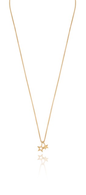 Double star pendant halsband Guld 42-47 cm