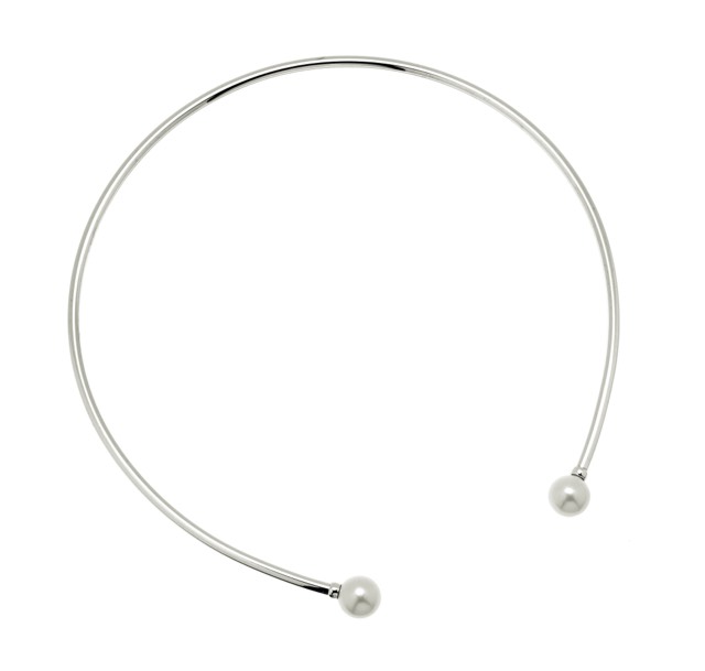 Pearl bangle halsband flex Silver